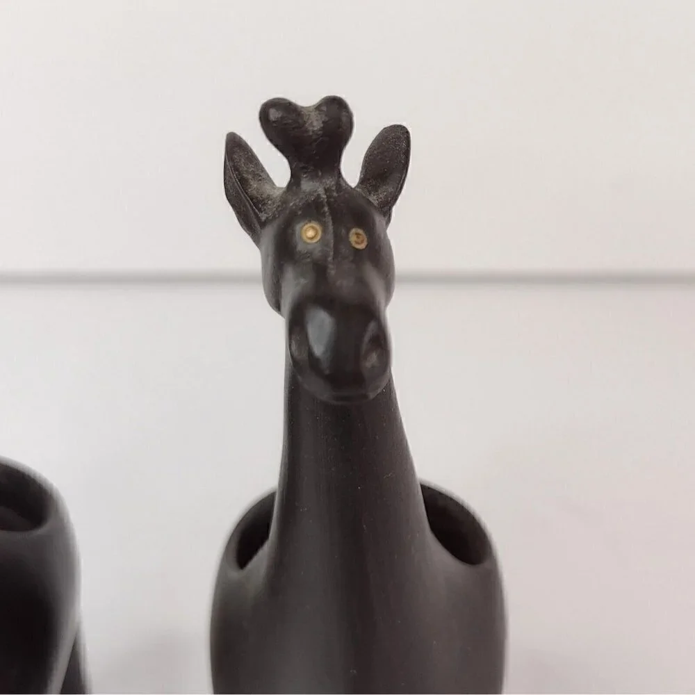 Set Of Brown Resin Giraffe Tealight Candle Holders Africa African Safari